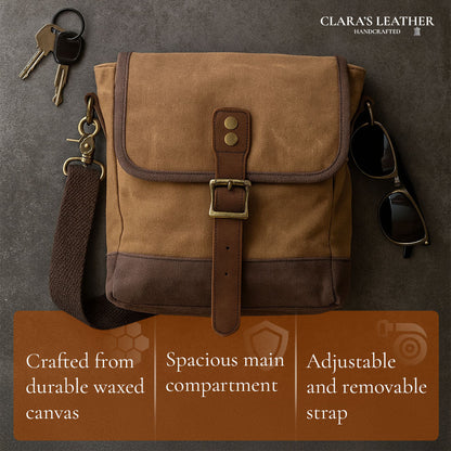 William - Small Canvas Leather Sling Bag